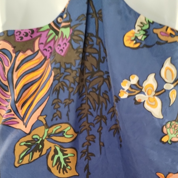 J. CREW Top 100% Silk Blue Green Print Tank size Small Fully Lined Summer - Picture 4 of 12